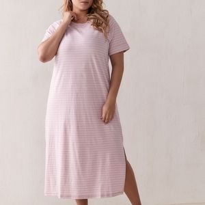 Addition Elle 3x pink stripe maxi nightgown